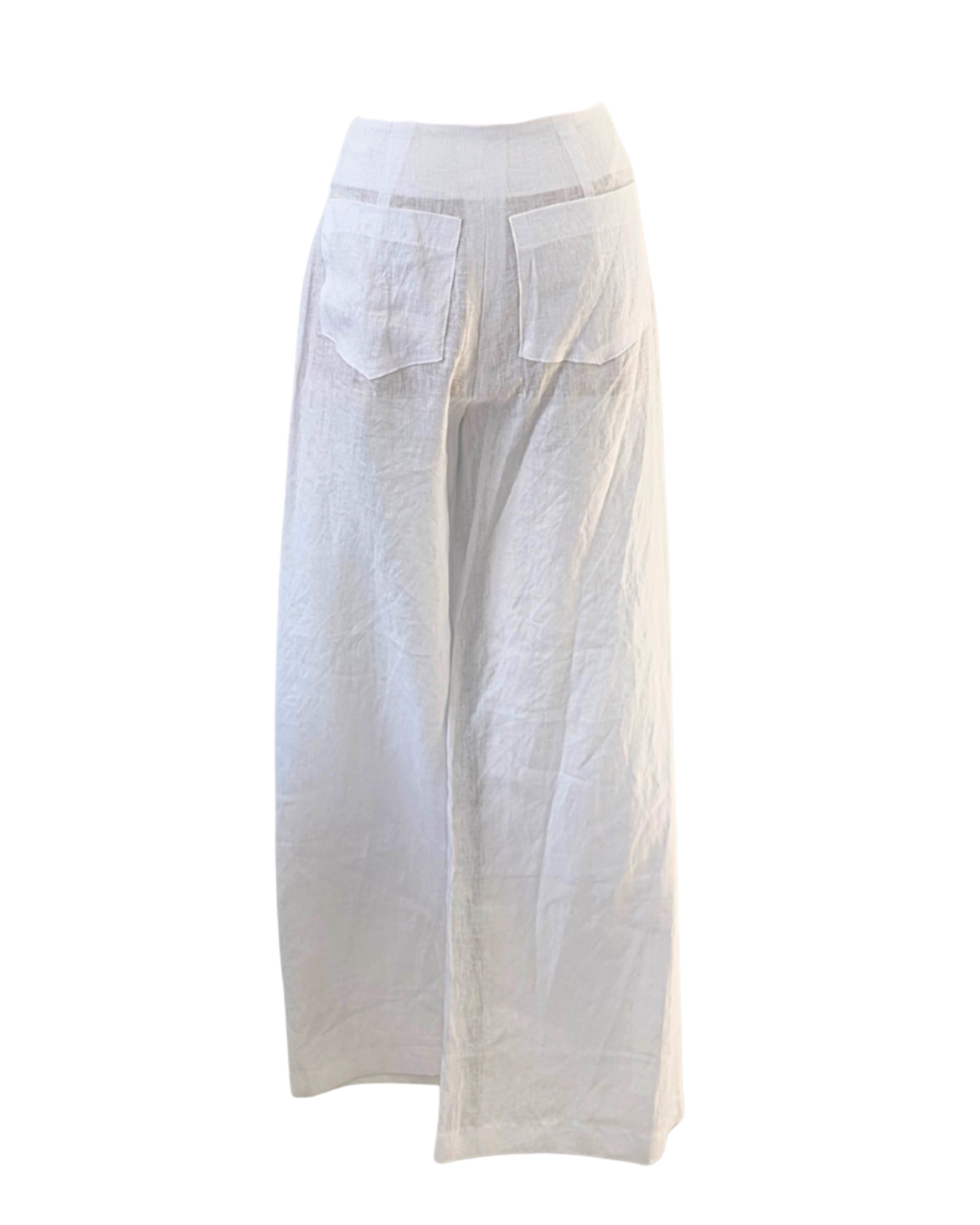 White HOH Flat Front Linen Trousers