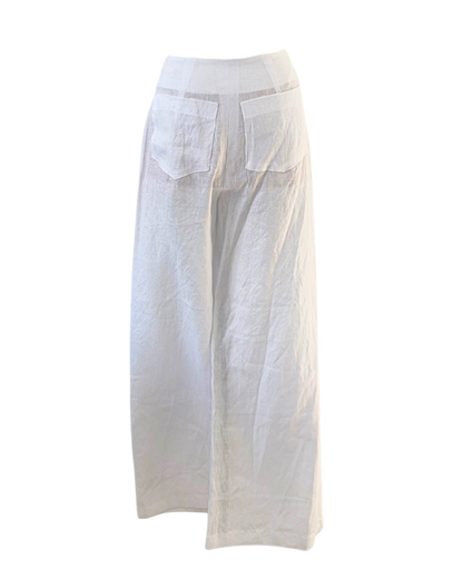 White HOH Flat Front Linen Trousers