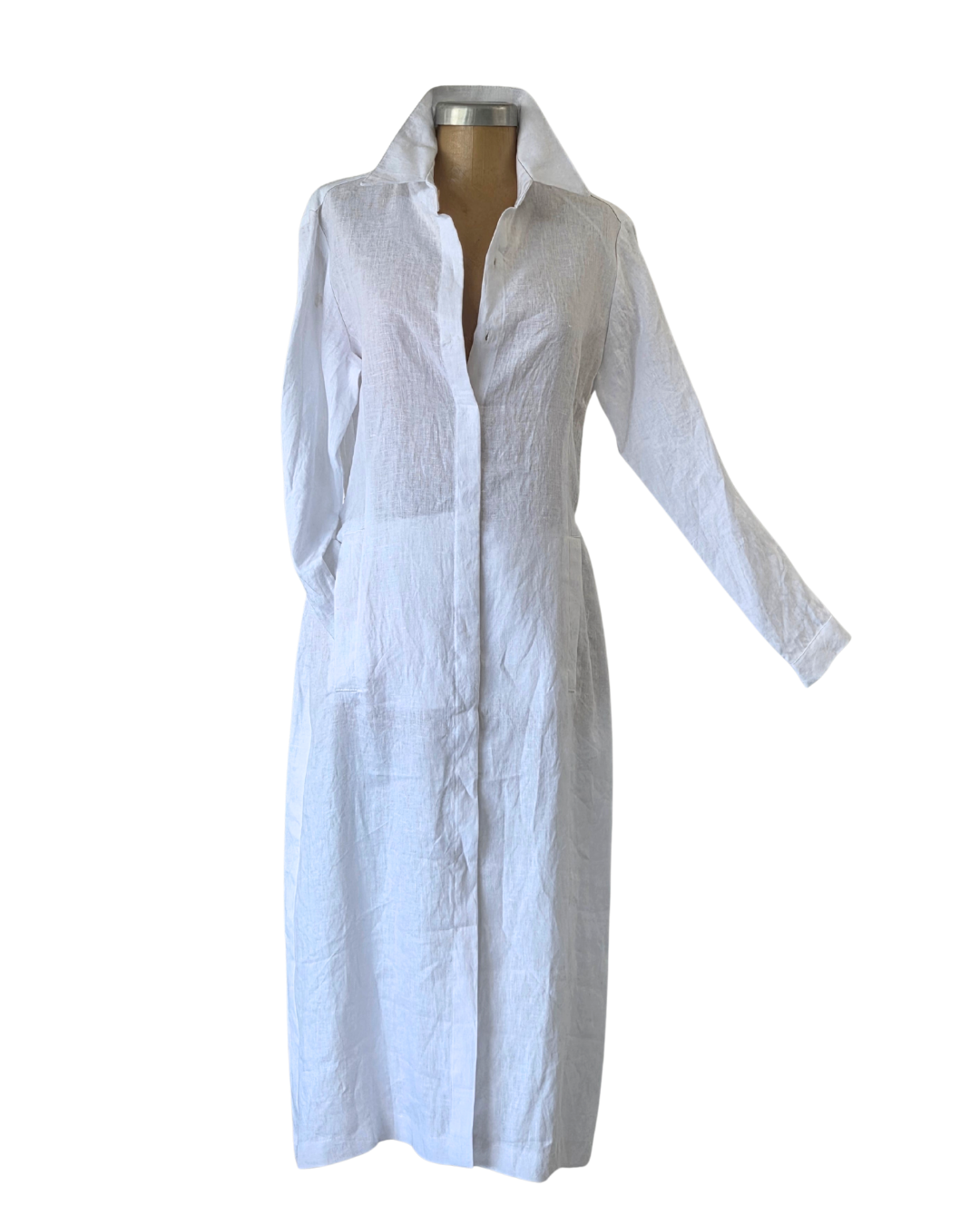White Linen Maxi Dress Coat