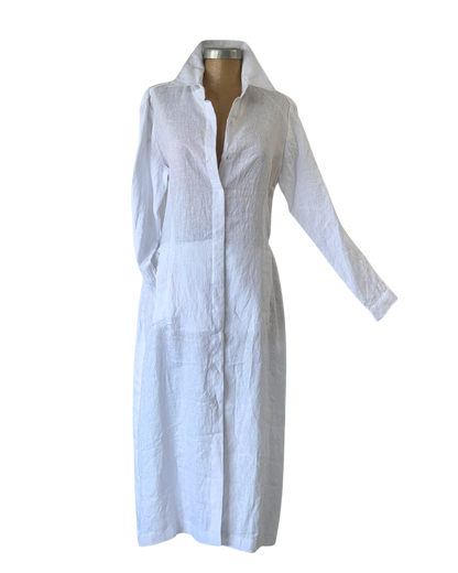 White Linen Maxi Dress Coat