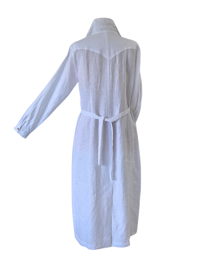 White Linen Maxi Dress Coat